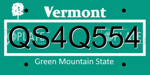 QS4Q554 Vermont License Plate