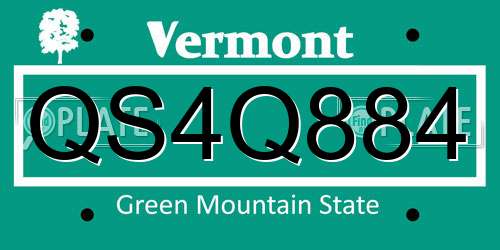 QS4Q884 Vermont License Plate