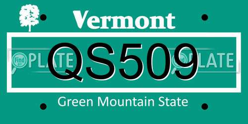 QS509 Vermont License Plate