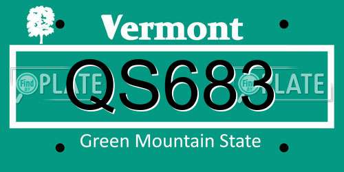 QS683 Vermont License Plate