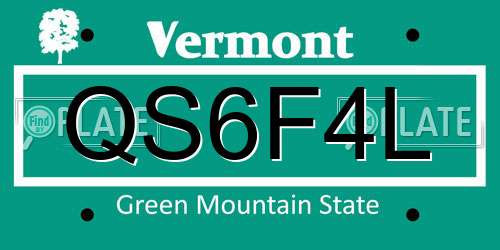 QS6F4L Vermont License Plate