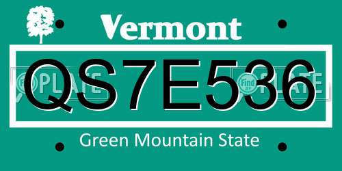 QS7E536 Vermont License Plate