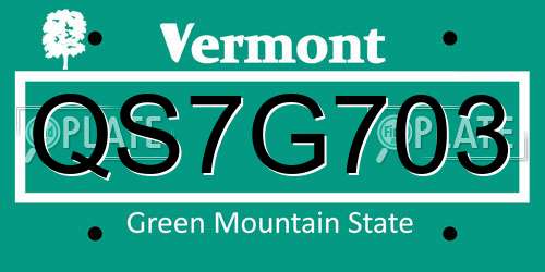 QS7G703 Vermont License Plate