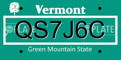 QS7J6C Vermont License Plate