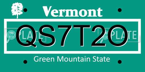 QS7T2O Vermont License Plate
