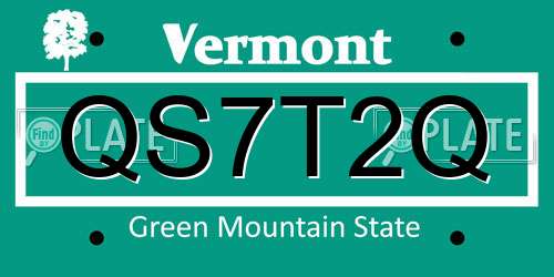 QS7T2Q Vermont License Plate