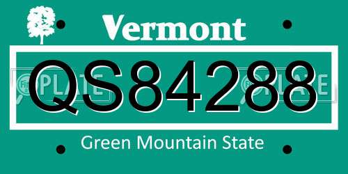 QS84288 Vermont License Plate