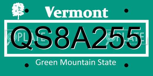 QS8A255 Vermont License Plate