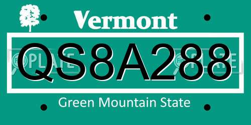 QS8A288 Vermont License Plate