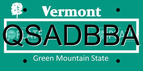 QSADBBA Vermont License Plate