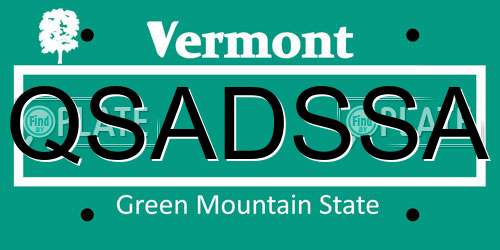 QSADSSA Vermont License Plate