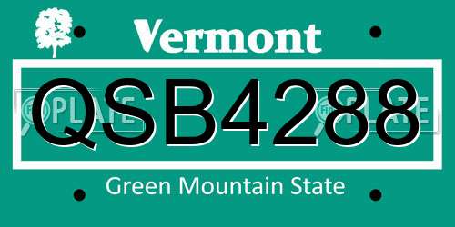 QSB4288 Vermont License Plate