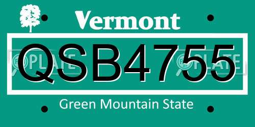 QSB4755 Vermont License Plate