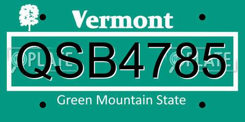 QSB4785 Vermont License Plate