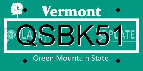 QSBK51 Vermont License Plate