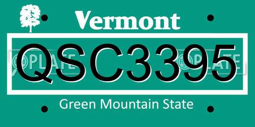 QSC3395 Vermont License Plate
