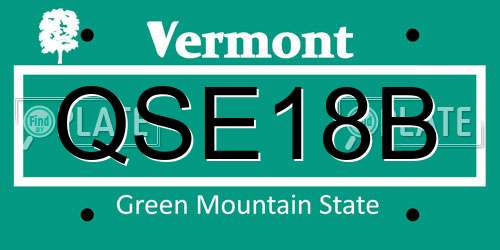 QSE18B Vermont License Plate