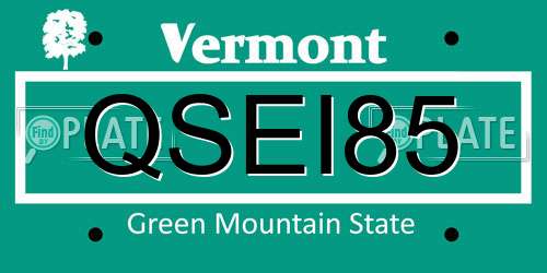 QSEI85 Vermont License Plate