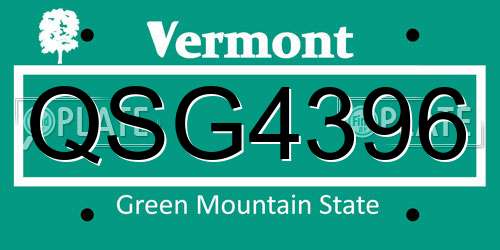 QSG4396 Vermont License Plate