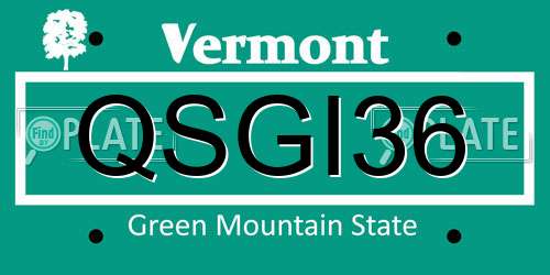 QSGI36 Vermont License Plate