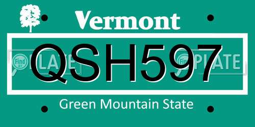 QSH597 Vermont License Plate