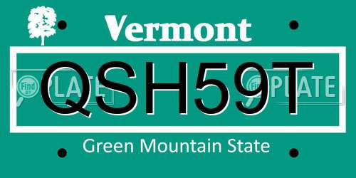QSH59T Vermont License Plate