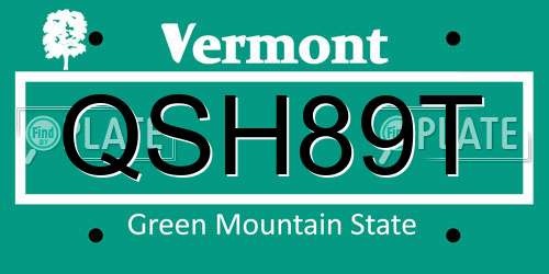 QSH89T Vermont License Plate
