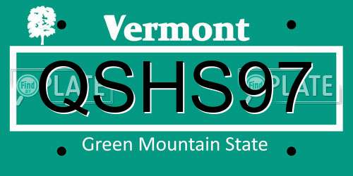 QSHS97 Vermont License Plate