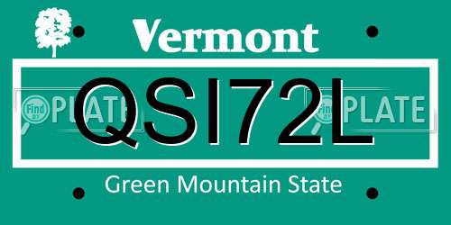 QSI72L Vermont License Plate