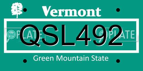 QSL492 Vermont License Plate