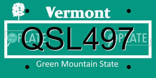 QSL497 Vermont License Plate