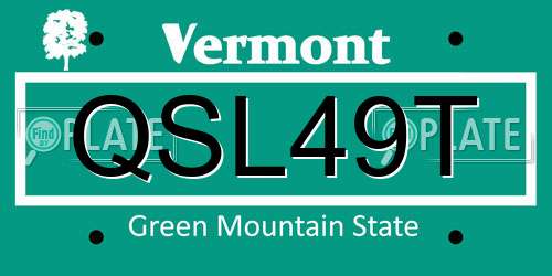 QSL49T Vermont License Plate
