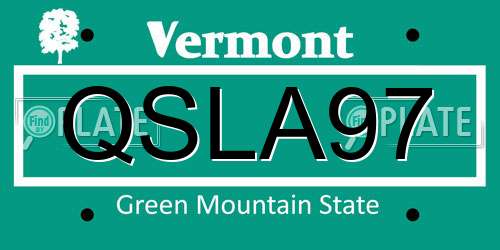 QSLA97 Vermont License Plate