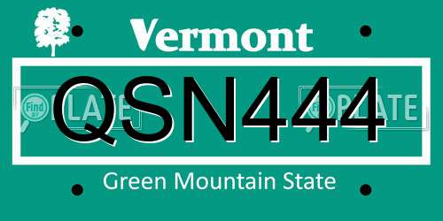 QSN444 Vermont License Plate