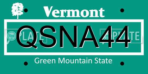 QSNA44 Vermont License Plate