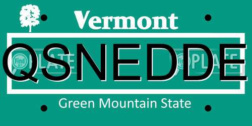 QSNEDDE Vermont License Plate
