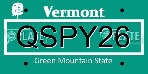 QSPY26 Vermont License Plate