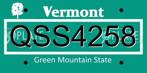QSS4258 Vermont License Plate