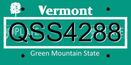 QSS4288 Vermont License Plate