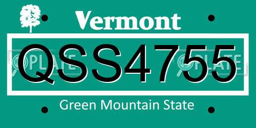QSS4755 Vermont License Plate