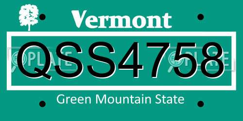 QSS4758 Vermont License Plate