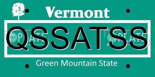 QSSATSS Vermont License Plate