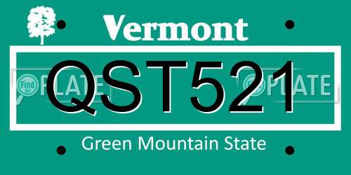 QST521 Vermont License Plate