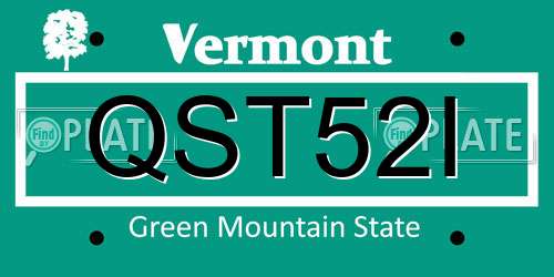 QST52I Vermont License Plate
