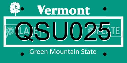 QSU025 Vermont License Plate