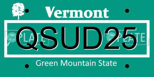 QSUD25 Vermont License Plate