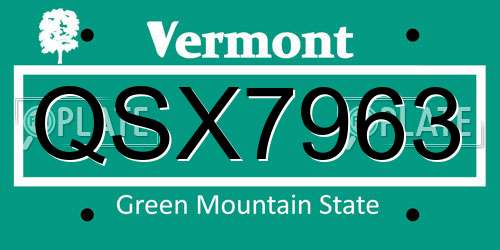 QSX7963 Vermont License Plate