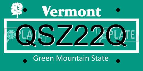 QSZ22Q Vermont License Plate