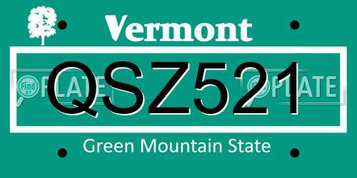 QSZ521 Vermont License Plate