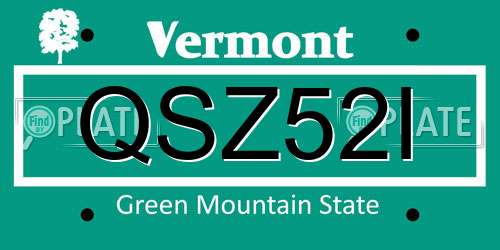 QSZ52I Vermont License Plate
